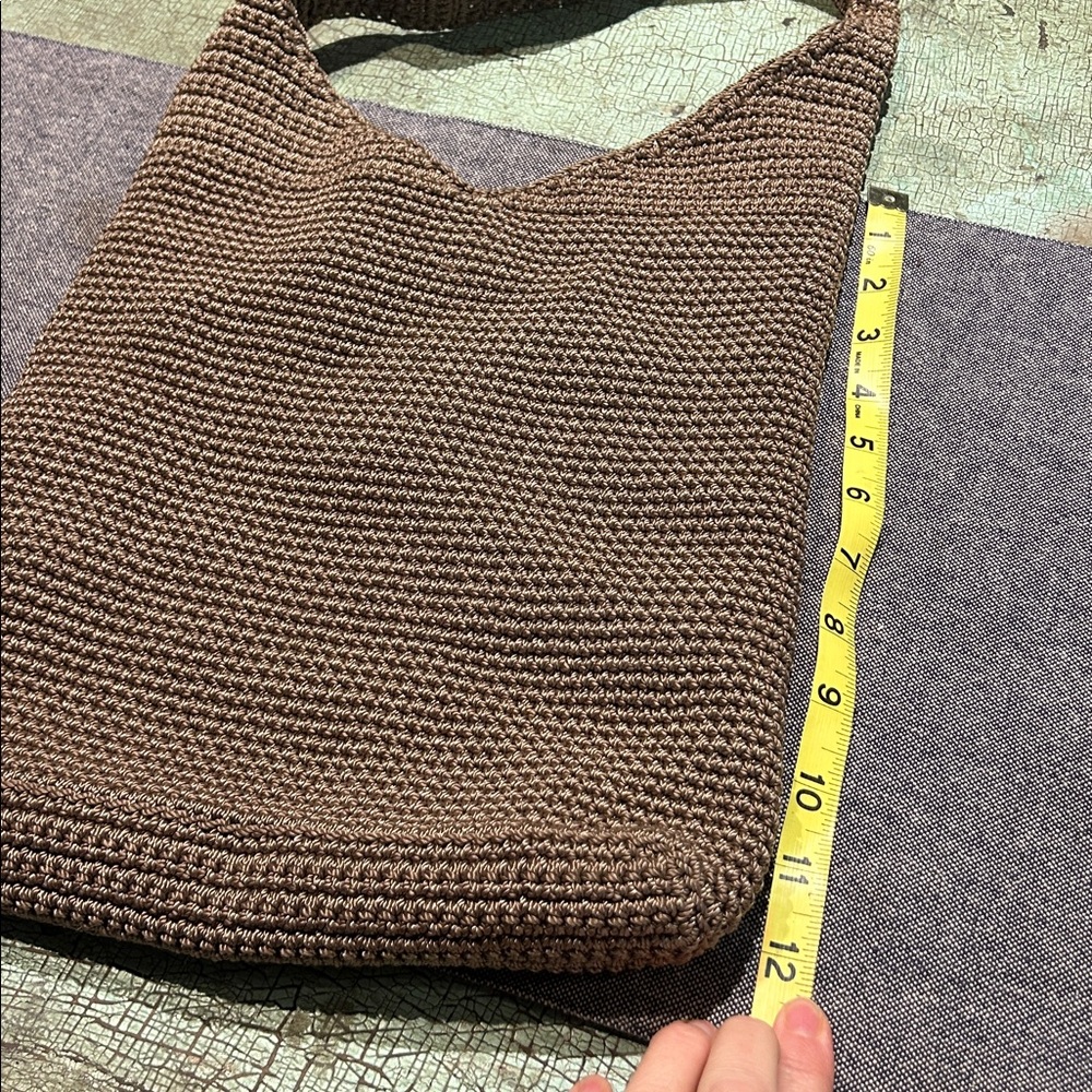 The Sak Brown Crochet Hobo Bag Boho Y2K Minimalist Summer Tote - Picture 7 of 8